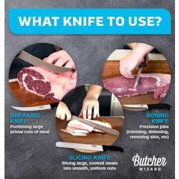 Butcher Wizard 10" Breaking Knife | Perfect for Carving Meats, Beef Knife, Meat Slicing Knife | Large Meat Knife, Carving Knife for Meat