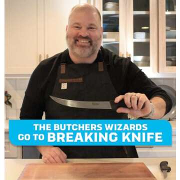 Butcher Wizard 10" Breaking Knife | Perfect for Carving Meats, Beef Knife, Meat Slicing Knife | Large Meat Knife, Carving Knife for Meat