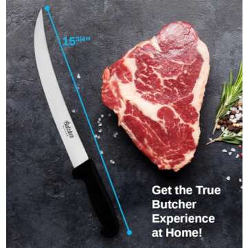 Butcher Wizard 10" Breaking Knife | Perfect for Carving Meats, Beef Knife, Meat Slicing Knife | Large Meat Knife, Carving Knife for Meat