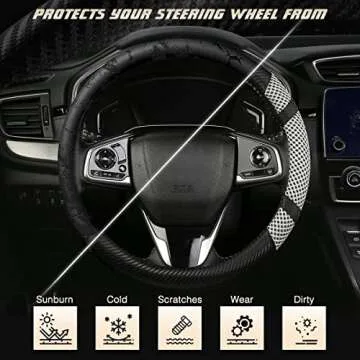 BOKIN Universal Carbon Fiber Steering Wheel Cover 14.5-15"