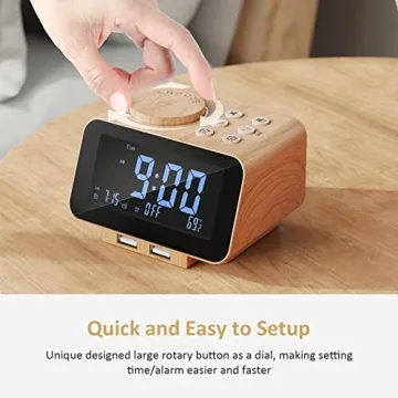 USCCE Digital Alarm Clock Radio with Dual Alarm & USB Charging
