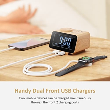 USCCE Digital Alarm Clock Radio with Dual Alarm & USB Charging