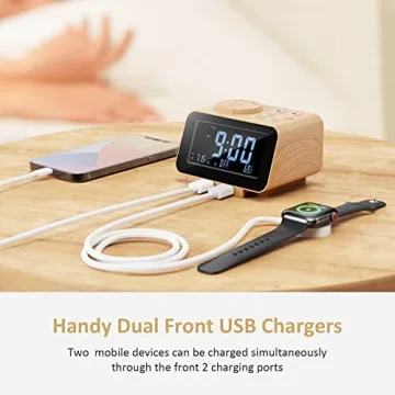 USCCE Digital Alarm Clock Radio with Dual Alarm & USB Charging