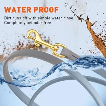 Viper K9 Biothane Working Dog Leash Waterproof Lead for Tracking Training Schutzhund Dog Sport & Search - Odor-Proof Long Line with Solid Brass Snap for Puppy Medium Large 1/2" x 15ft Battleship Gray