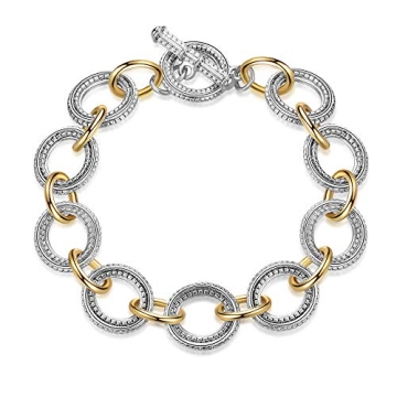 Mytys Two Tone Link Bracelet - Stylish Mixed Metal Design for Women