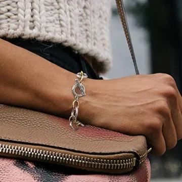 Elegant Mytys Link Bracelet - Two Tone Silver & Gold