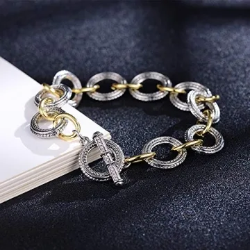 Elegant Mytys Link Bracelet - Two Tone Silver & Gold
