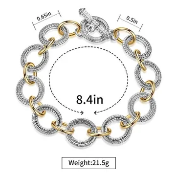 Elegant Mytys Link Bracelet - Two Tone Silver & Gold