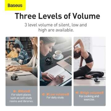 Digital Kitchen Timer Rotation Countdown Timer Pro Magnetic Countup Timer with 3-Level Volume Adjustable Large Led Display for Study/Exercise/Cook/Baking/Office/Classroom Dark Black