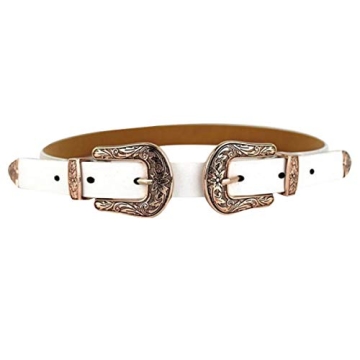Stylish CLARA Vintage Western Waist Belt for Women in White