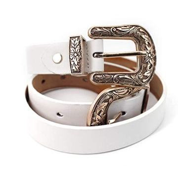 Stylish CLARA Vintage Western Waist Belt for Women in White