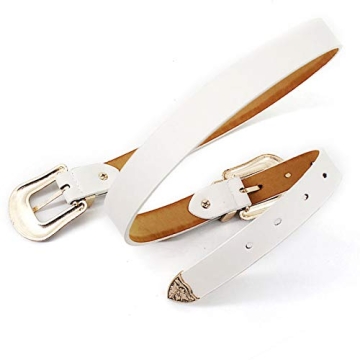 Stylish CLARA Vintage Western Waist Belt for Women in White