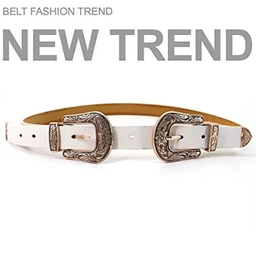Stylish CLARA Vintage Western Waist Belt for Women in White