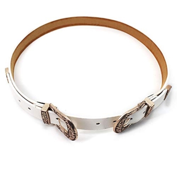 Stylish CLARA Vintage Western Waist Belt for Women in White