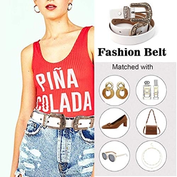 Stylish CLARA Vintage Western Waist Belt for Women in White
