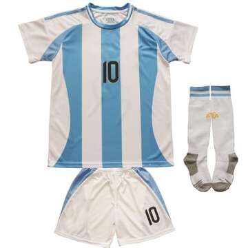 GITGIE 2024 Argentina #10 Leo Copa-American Home Kids Football Soccer Jersey/Shorts/Socks Kit Youth ...