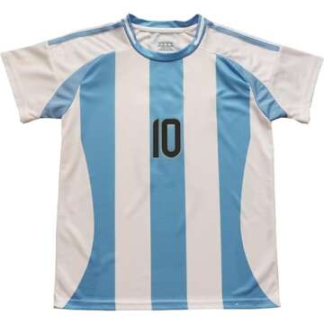 GITGIE 2024 Argentina #10 Leo Copa-American Home Kids Football Soccer Jersey/Shorts/Socks Kit Youth Sizes (White, 28)