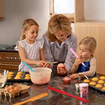 Armrouns 5pcs Silicone Jar Spatulas set, Cake Cream Spatulas Set, 9.8 inch Non-Stick Heat Resistant ...