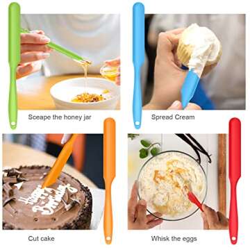 Armrouns 5pcs Silicone Jar Spatulas set, Cake Cream Spatulas Set, 9.8 inch Non-Stick Heat Resistant Mixing Butter Spatulas Baking Scrapers for Jars Blenders Cooking Stirring