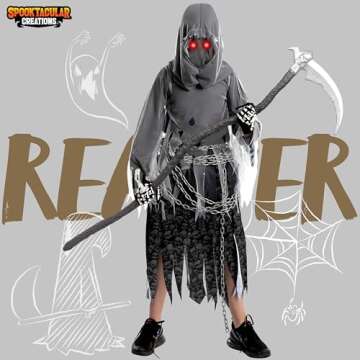 Spooktacular Grim Reaper Costume for Kids - Glowing Eyes