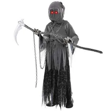 Spooktacular Grim Reaper Costume for Kids - Glowing Eyes