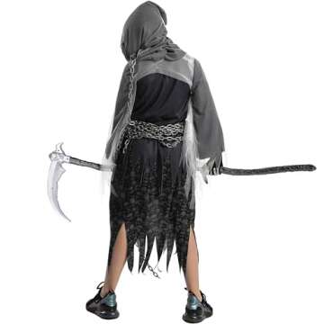 Spooktacular Grim Reaper Costume for Kids - Glowing Eyes
