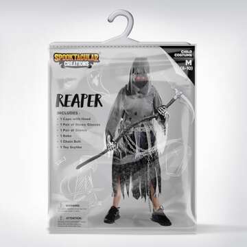 Spooktacular Grim Reaper Costume for Kids - Glowing Eyes
