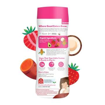 Once Upon a Farm Organic Baby Fruit & Veggie Puffs Strawberry, Sweet Potato & Coconut | 6 count