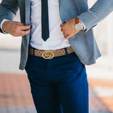 ITIEZY Ratchet Belts for Men - Leather Click Belt for Casual Dress 1 3/8", Mens Adjustable Belt Trim...