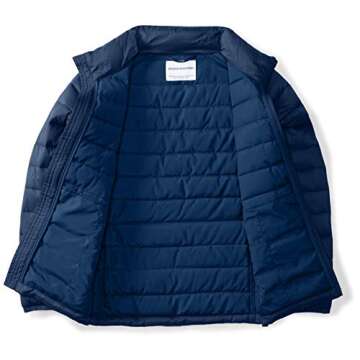 Amazon Essentials Boys' Lightweight Water-Resistant Packable Puffer Jacket, Navy, Small