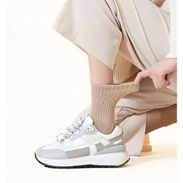 VWU Women Socks Cotton Crew Casual Dress Socks Ankle 6 Pack (as1, numeric, numeric_5, numeric_9, regular, regular, 6 Neutral Color)