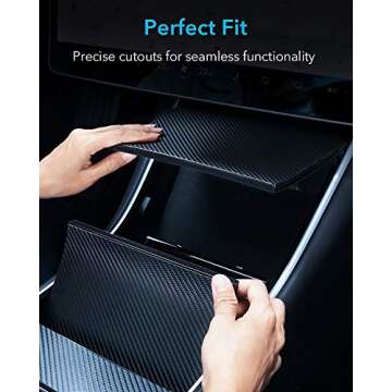 ESR Tesla Model 3/Model Y Center Console Wrap, Precise Cutouts, Easy Installation, Bubble Free, Carbon Fiber Black
