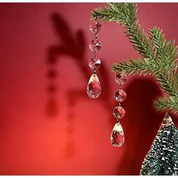 Christmas Ornaments Crystal Tree Decorations, 30Pcs Acrylic Clear Hanging Crystals for Centerpieces ...