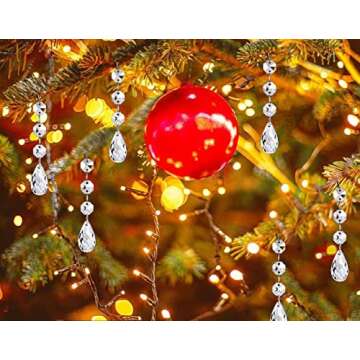 Christmas Ornaments Crystal Tree Decorations, 30Pcs Acrylic Clear Hanging Crystals for Centerpieces Teardrop Chandelier Garland Beads for Xmas Wedding Party Home Decor