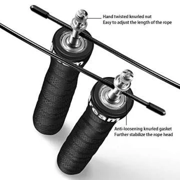 Zdream Jump Rope Nonslip Handles, Weighted Speed Skipping Rope Exercise Fitness Workout Out,Length Adjustable Jump Rope for Aerobic Exercise Adult Kids Men Women,Student (Black)