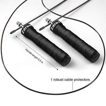 Zdream Jump Rope Nonslip Handles, Weighted Speed Skipping Rope Exercise Fitness Workout Out,Length Adjustable Jump Rope for Aerobic Exercise Adult Kids Men Women,Student (Black)
