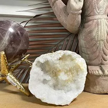 MINERALIST Collection Natural Geode Quartz Crystals, 3 LB Real Geodes Quartz Gemstone Specimen, Cleansing and Healing High Energy Crystal Clusters, Crystals Decor, Reiki Yoga,White Angel Aura Quartz