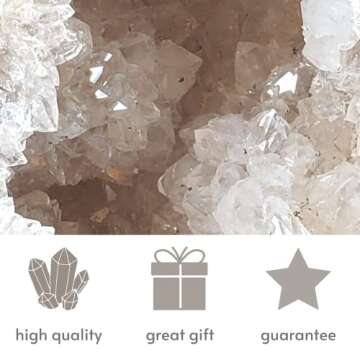 MINERALIST Collection Natural Geode Quartz Crystals, 3 LB Real Geodes Quartz Gemstone Specimen, Cleansing and Healing High Energy Crystal Clusters, Crystals Decor, Reiki Yoga,White Angel Aura Quartz