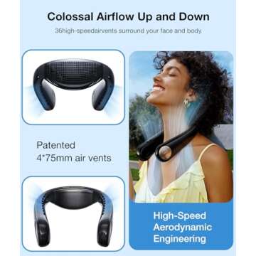 TORRAS [COOLiFY Air・2024 Upgrade Neck Air Conditioner, Ultra-Light Portable Neck Fan Rechargeable, Personal Cooling Device Neck Fans that blow cold air with 3 Modes Fan/Cooler/Heat, Black