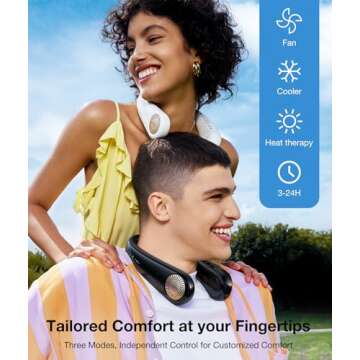 TORRAS [COOLiFY Air・2024 Upgrade Neck Air Conditioner, Ultra-Light Portable Neck Fan Rechargeable, Personal Cooling Device Neck Fans that blow cold air with 3 Modes Fan/Cooler/Heat, Black