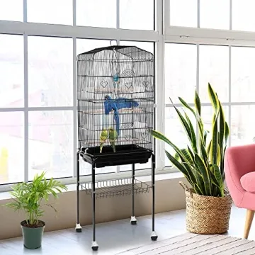 SUPER DEAL 59.3 Rolling Bird Cage with Convenient Storage