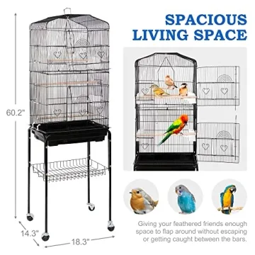 SUPER DEAL 59.3 Rolling Bird Cage with Convenient Storage