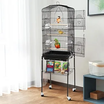 SUPER DEAL 59.3 Rolling Bird Cage with Convenient Storage