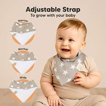 8-Pack Organic Baby Bandana Bibs for Girls - Super Absorbent Triangle Baby Bibs for Drooling and Teething Infant, 100% Cotton Extra Soft for Newborn, Infant 0-36 Months (Grayscape)