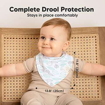 8-Pack Organic Baby Bandana Bibs for Girls - Super Absorbent Triangle Baby Bibs for Drooling and Teething Infant, 100% Cotton Extra Soft for Newborn, Infant 0-36 Months (Grayscape)