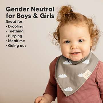 8-Pack Organic Baby Bandana Bibs for Girls - Super Absorbent Triangle Baby Bibs for Drooling and Teething Infant, 100% Cotton Extra Soft for Newborn, Infant 0-36 Months (Grayscape)