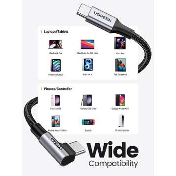 UGREEN Right Angle USB C Cable - 100W Fast Charging
