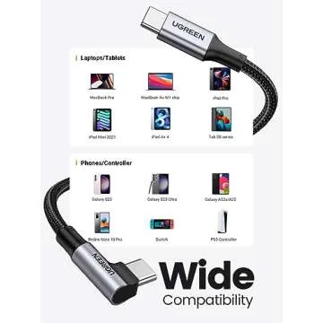 UGREEN Right Angle USB C Cable - 100W Fast Charging