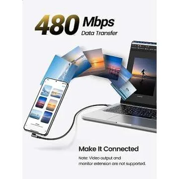 UGREEN Right Angle USB C Cable - 100W Fast Charging