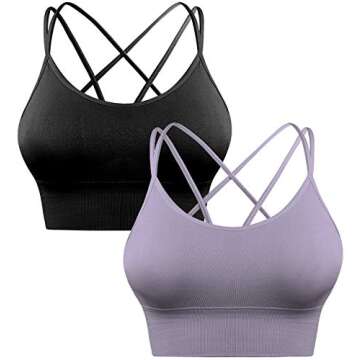 Sykooria 2 Pack Sexy Workout Tops Strappy Sports Bra for Women Crisscross Open Back Yoga Bra for Fit...